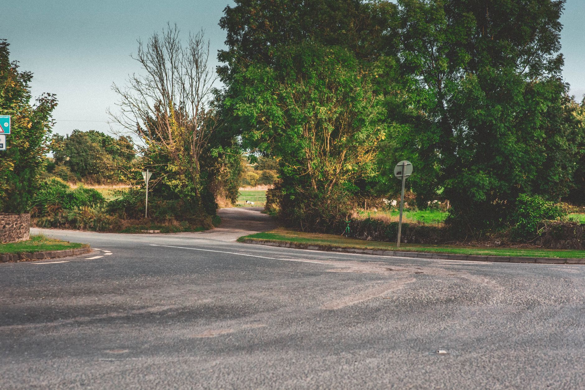 An Irish road curving off between green hedges, the kind of live road a Dublin 15 learner meets long before any test route